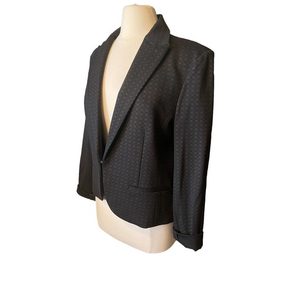 Amanda + Chelsea Black and Brown Blazer Basketweave Size 14 - Picture 8 of 9